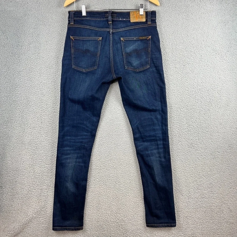 Nudie Jeans Mens 30x34‎ (A: 32x33) Blue Dark Wash Slim Fit Organic Cotton